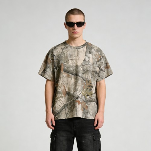 Sublimation Print Tree Camo T-Shirt | Lightweight and Breathable | High-Quality Polyester | Custom Streetwear Manufacturer