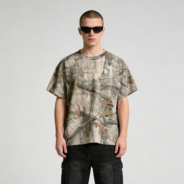Sublimation Print Tree Camo T-Shirt | Lightweight and Breathable | High-Quality Polyester | Custom Streetwear Manufacturer