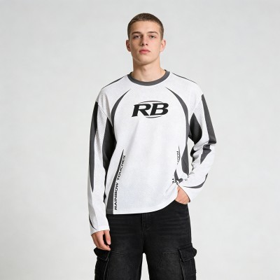 Sublimation Print RB Logo T-shirt | Breathable Mesh Fabric | Sporty and Stylish Design | OEM Streetwear