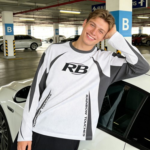 Sublimation Print RB Logo T-shirt | Breathable Mesh Fabric | Sporty and Stylish Design | OEM Streetwear