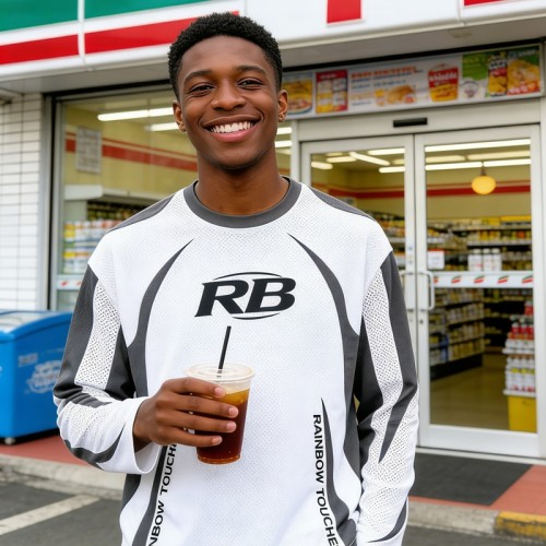 Sublimation Print RB Logo T-shirt | Breathable Mesh Fabric | Sporty and Stylish Design | OEM Streetwear