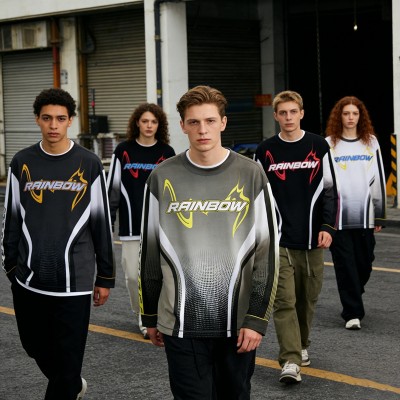 Full Sublimation Print Gradient Moto Jersey | Breathable Fabric | Performance Fit | OEM Streetwear