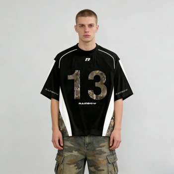 Camo Sublimation Print Color Block Jersey | Breathable Fabric | Oversized Fit | OEM Streetwear