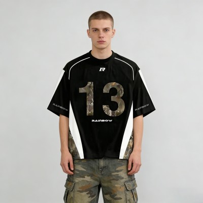 Camo Sublimation Print Color Block Jersey | Breathable Fabric | Oversized Fit | OEM Streetwear