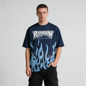 Sublimation Print Flame Graphic Tee | Breathable Fabric | Oversized Fit | Custom Streetwear Manufacturer
