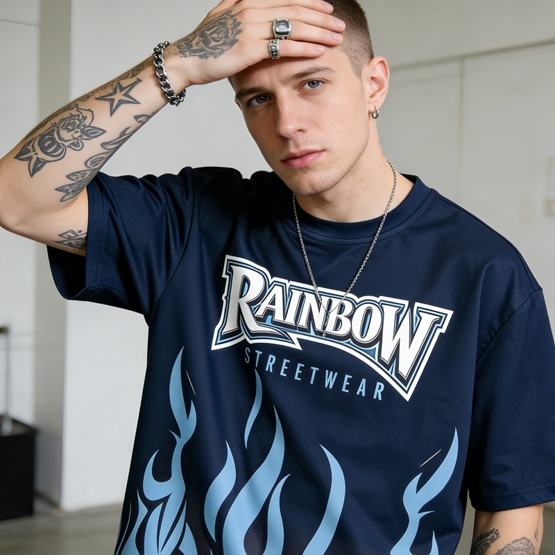 Sublimation Print Flame Graphic Tee