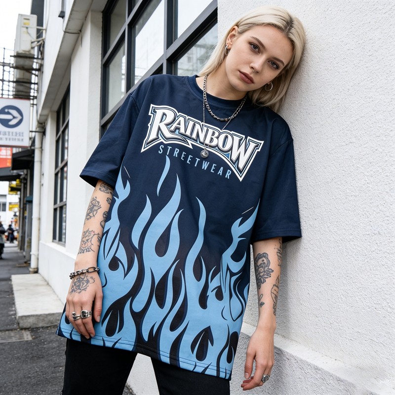 Sublimation Print Flame Graphic Tee