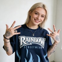 Sublimation Print Flame Graphic Tee | Breathable Fabric | Oversized Fit | Custom Streetwear Manufacturer