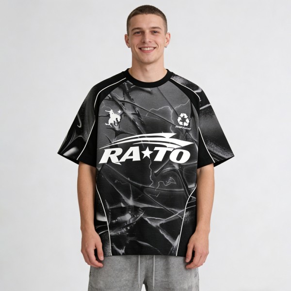 Full Sublimation Print Thunder Graphic Tee | Color Block | Breathable Polyester | Custom Streetwear Manufacturer