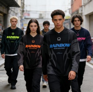 Sublimation Print Flame Jersey with Embroidery | Breathable Mesh | Oversized Fit | OEM Streetwear