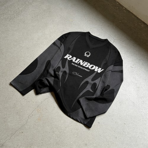 Sublimation Print Flame Jersey with Embroidery | Breathable Mesh | Oversized Fit | OEM Streetwear