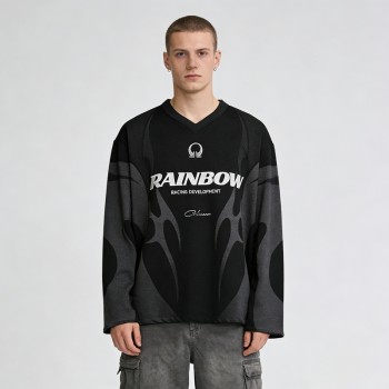 Sublimation Print Flame Jersey with Embroidery | Breathable Mesh | Oversized Fit | OEM Streetwear