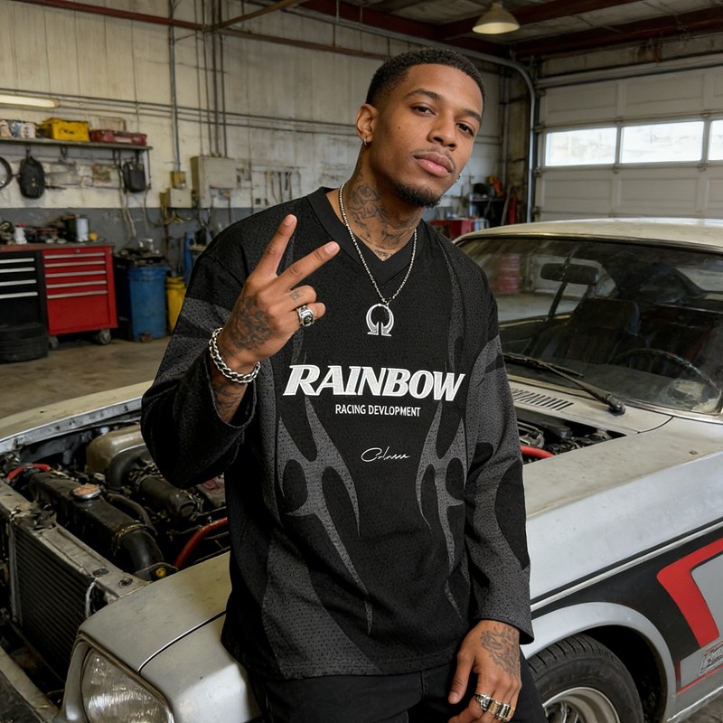 Sublimation Print Flame Jersey with Embroidery