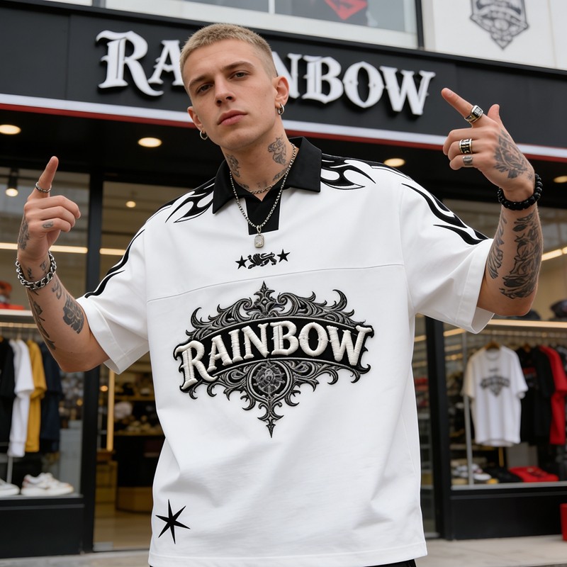 Rainbow 3D Embroidered Polo Shirt