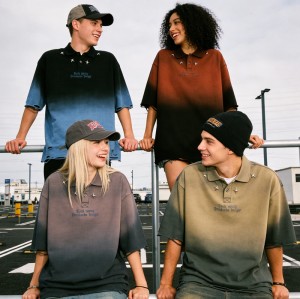 Spray Color Distressed Polo Shirt | Metal Rivets and Embroidery | Streetwear | OEM Streetwear