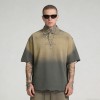 Spray Color Distressed Polo Shirt | Metal Rivets and Embroidery | Streetwear | OEM Streetwear