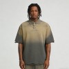Spray Color Distressed Polo Shirt | Metal Rivets and Embroidery | Streetwear | OEM Streetwear
