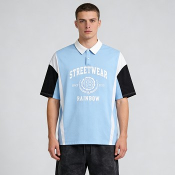 Screen Print Color Block Polo Shirt | Retro Street Style | Casual Streetwear | OEM Streetwear