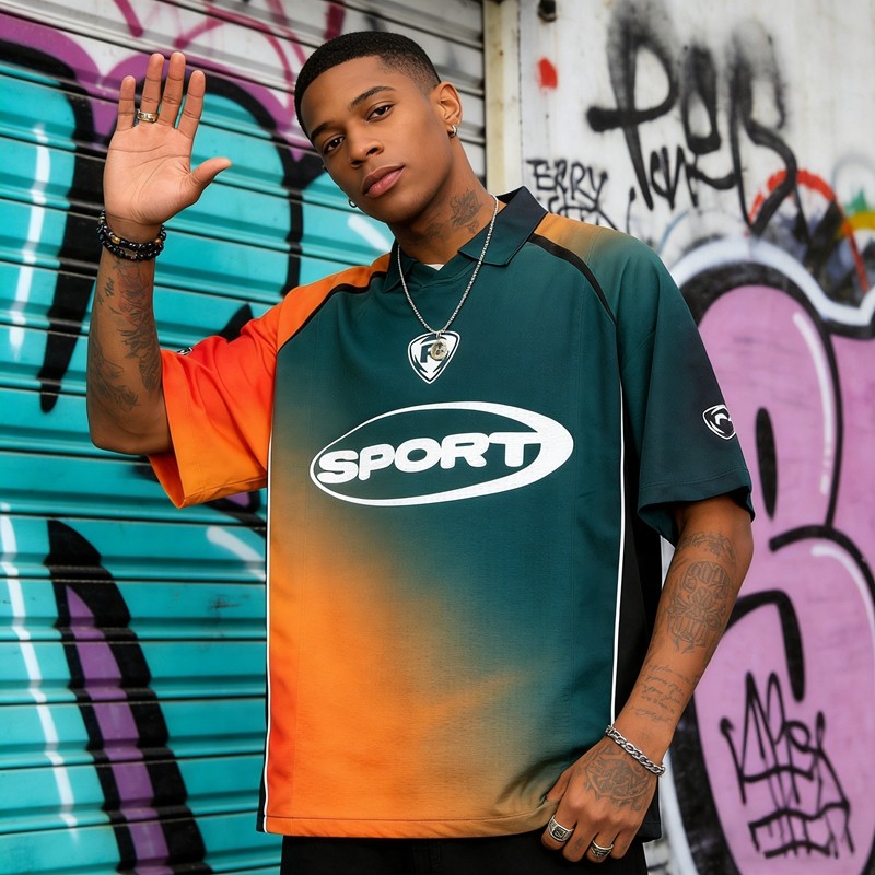 Gradient Screen Print Polo Shirt