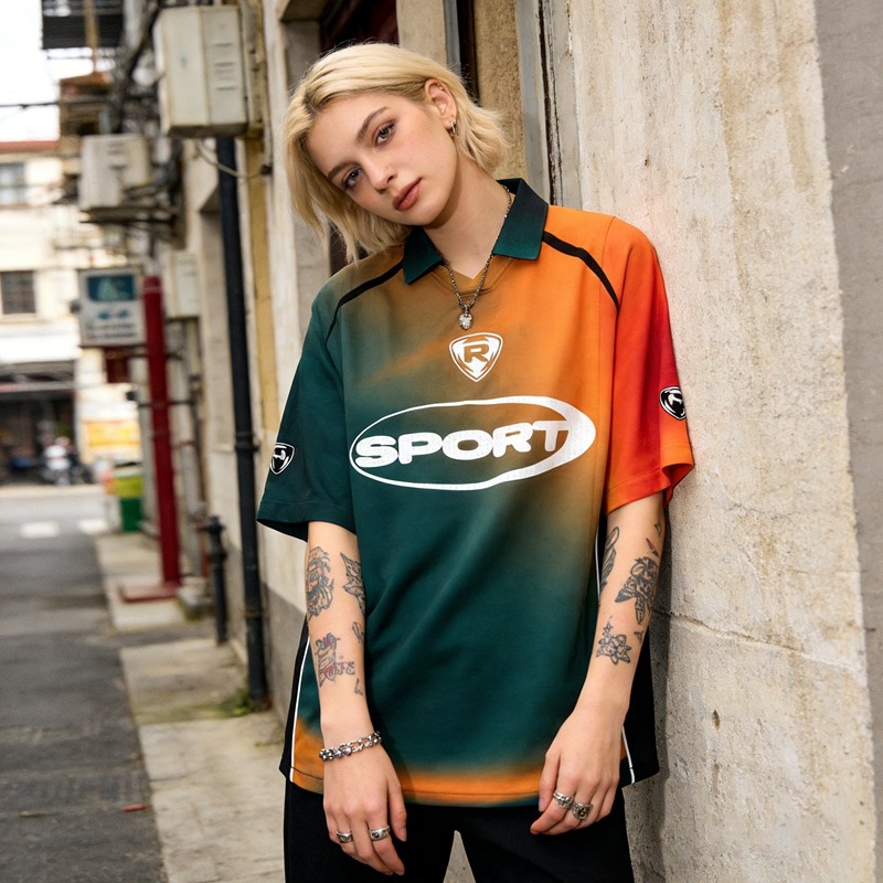 Gradient Screen Print Polo Shirt