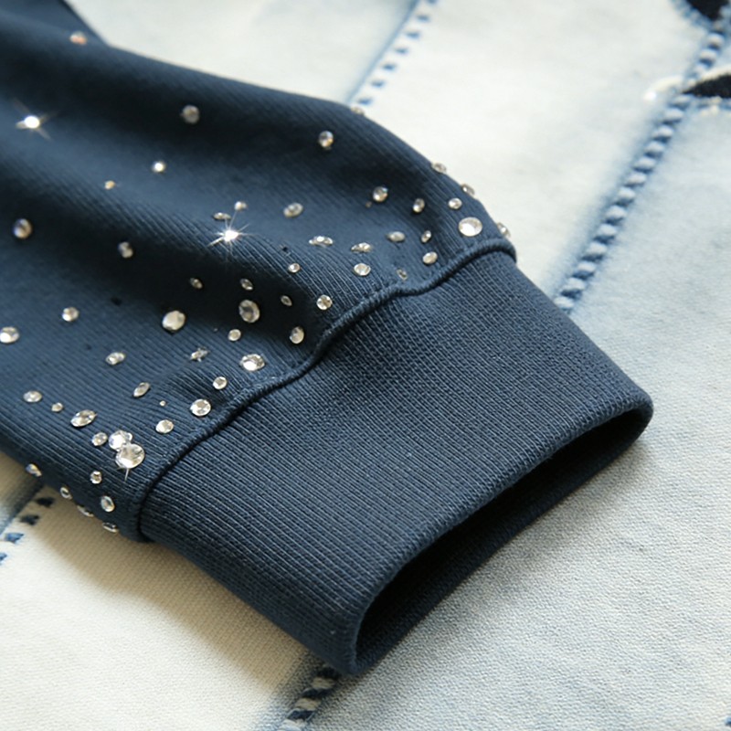 Double Layer Rhinestone Embroidered Patchwork Polo