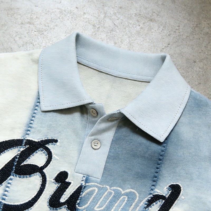 Double Layer Rhinestone Embroidered Patchwork Polo