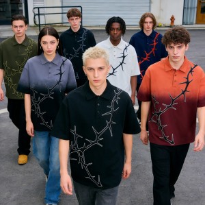 Dip Dye 3D Embroidery Polo Shirt | Gothic Thorn Pattern | Custom Streetwear Manufacturer