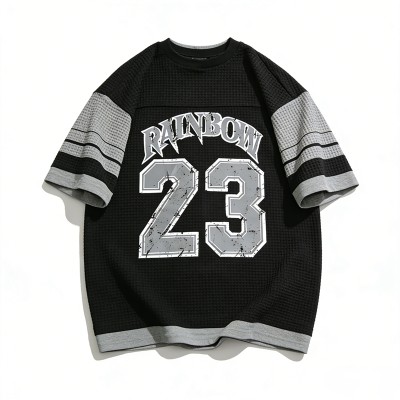 Screen Print Waffle Knit T-Shirt | Embroidery Patch | Heavy Weight Cotton | Streetwear Manufacturer