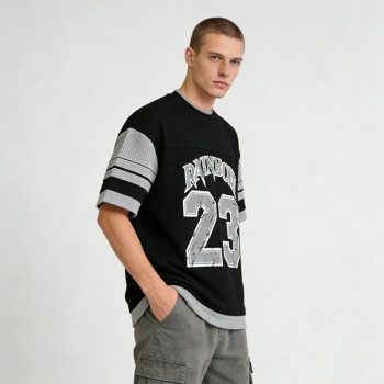 Screen Print Waffle Knit T-Shirt | Embroidery Patch | Heavy Weight Cotton | Streetwear Manufacturer