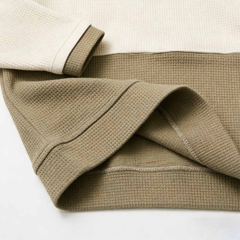 Men's Waffle Knit Patchwork Crewneck Sweatshirt