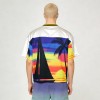 3D Silicone Print Sublimation Jersey | Tropical Sunset Print | Mesh Fabric | OEM Streetwear