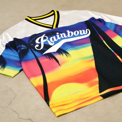 3D Silicone Print Sublimation Jersey | Tropical Sunset Print | Mesh Fabric | OEM Streetwear