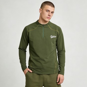 Puff Print Quarter-Zip Pullover | Contrast Stitching | Stretch Fabric | Streetwear Manufacturer