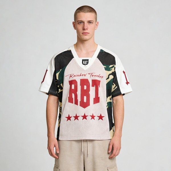 Camouflage Sublimation Jersey | Embroidery Patches | Mesh Fabric | Custom Streetwear Manufacturer