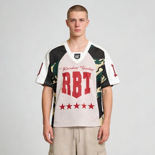 Camouflage Sublimation Jersey | Embroidery Patches | Mesh Fabric | Custom Streetwear Manufacturer