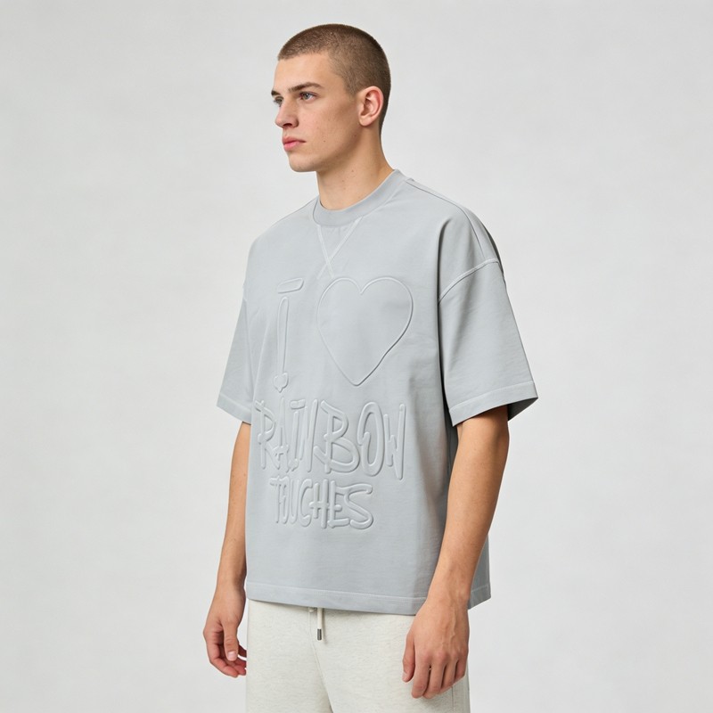 Embossed Heart Graphic T-Shirt