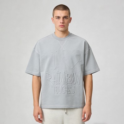 Embossed Heart Graphic T-Shirt | Oversized Fit | Minimalist Streetwear | Streetwear Manufacturer