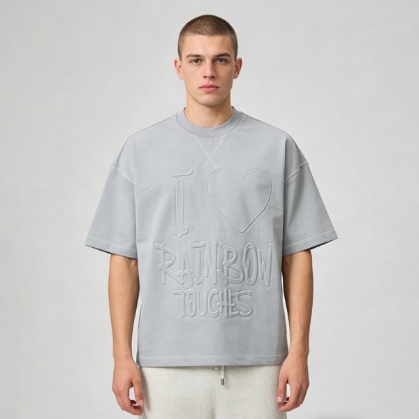 Embossed Heart Graphic T-Shirt | Oversized Fit | Minimalist Streetwear | Streetwear Manufacturer