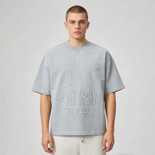 Embossed Heart Graphic T-Shirt | Oversized Fit | Minimalist Streetwear | Streetwear Manufacturer
