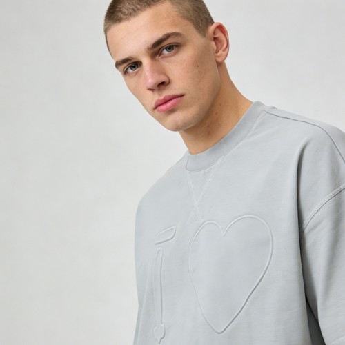 Embossed Heart Graphic T-Shirt | Oversized Fit | Minimalist Streetwear | Streetwear Manufacturer