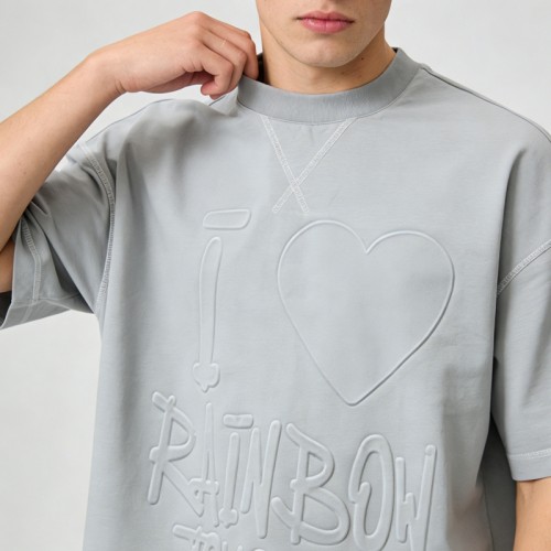 Embossed Heart Graphic T-Shirt | Oversized Fit | Minimalist Streetwear | Streetwear Manufacturer