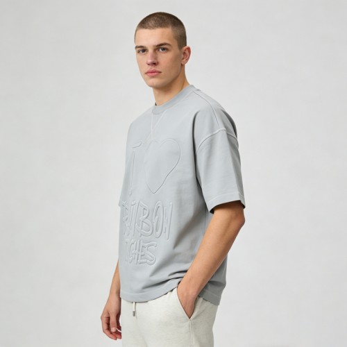 Embossed Heart Graphic T-Shirt | Oversized Fit | Minimalist Streetwear | Streetwear Manufacturer