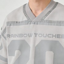 Silver Reflective Print Football Jersey | V-Neck | Oversized Fit | Custom Streetwear Manufacturer