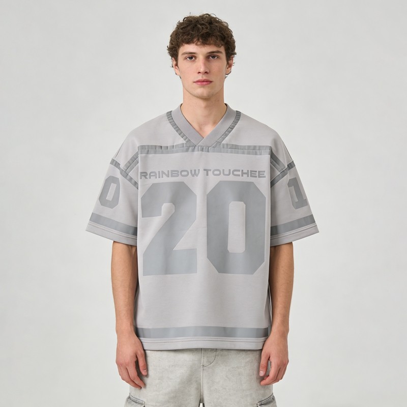 Silver Reflective Print Football Jersey