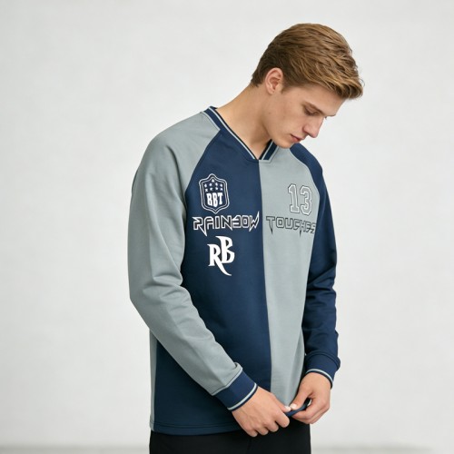 Paneled Color Block Sweatshirt | Screen Print Graphics | Raglan Sleeve | Streetwear | OEM Streetwear