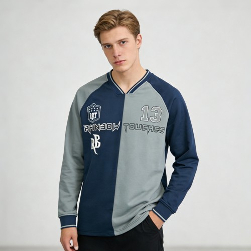 Paneled Color Block Sweatshirt | Screen Print Graphics | Raglan Sleeve | Streetwear | OEM Streetwear