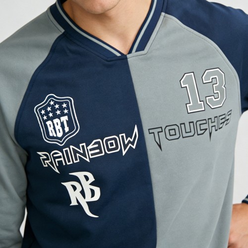 Paneled Color Block Sweatshirt | Screen Print Graphics | Raglan Sleeve | Streetwear | OEM Streetwear