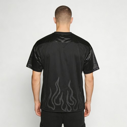 Flame Embroidery and Screen Print Mesh Jersey | Polyester Mesh | Custom Streetwear Manufacturer