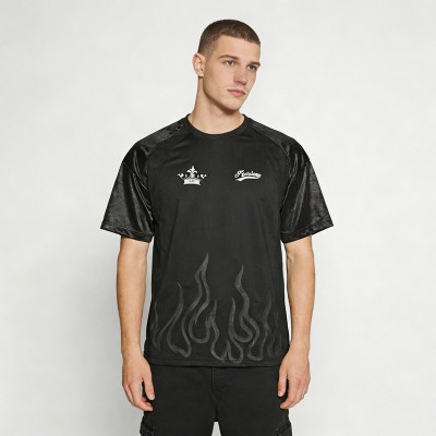 Flame Embroidery and Screen Print Mesh Jersey | Polyester Mesh | Custom Streetwear Manufacturer