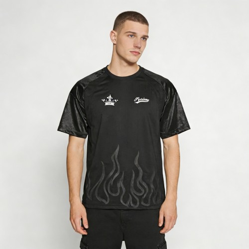 Flame Embroidery and Screen Print Mesh Jersey | Polyester Mesh | Custom Streetwear Manufacturer